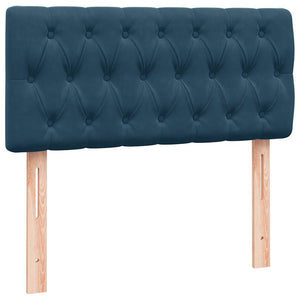 Κρεβάτι Boxspring με Στρώμα Σκούρο Μπλε 90x220 εκ. Βελούδινο - Pakobazaar