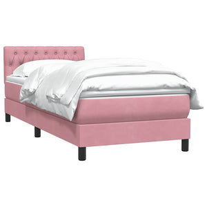 Κρεβάτι Boxspring με Στρώμα Ροζ 90x220 εκ. Βελούδινο