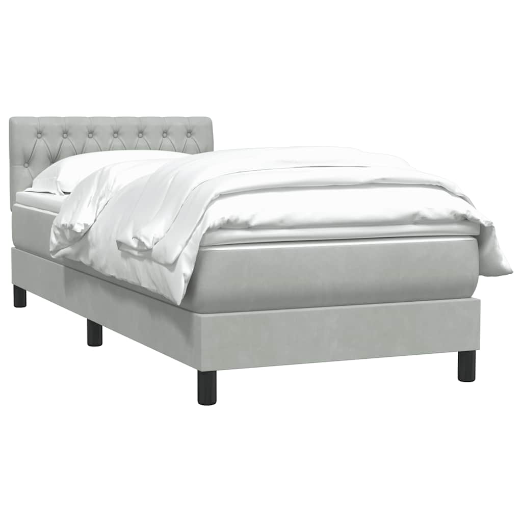 Box Spring κρεβάτι με στρώμα ανοιχτό γκρι 100x220 εκ. Βελούδινο - Pakobazaar
