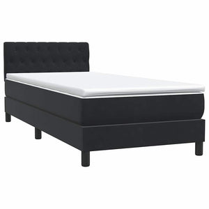 Box Spring Κρεβάτι με στρώμα Μαύρο 100x220 εκ. Βελούδινο - Pakobazaar
