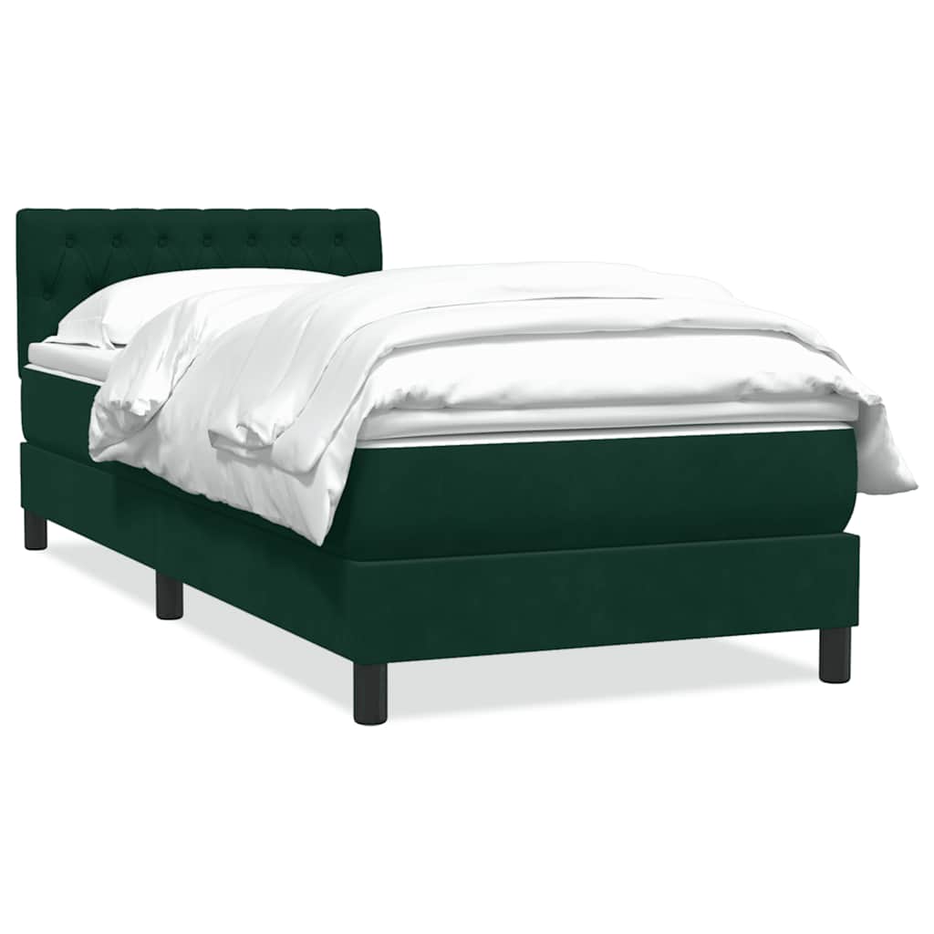 Box Spring κρεβάτι με στρώμα σκούρο πράσινο 100x220cm Βελούδινο - Pakobazaar