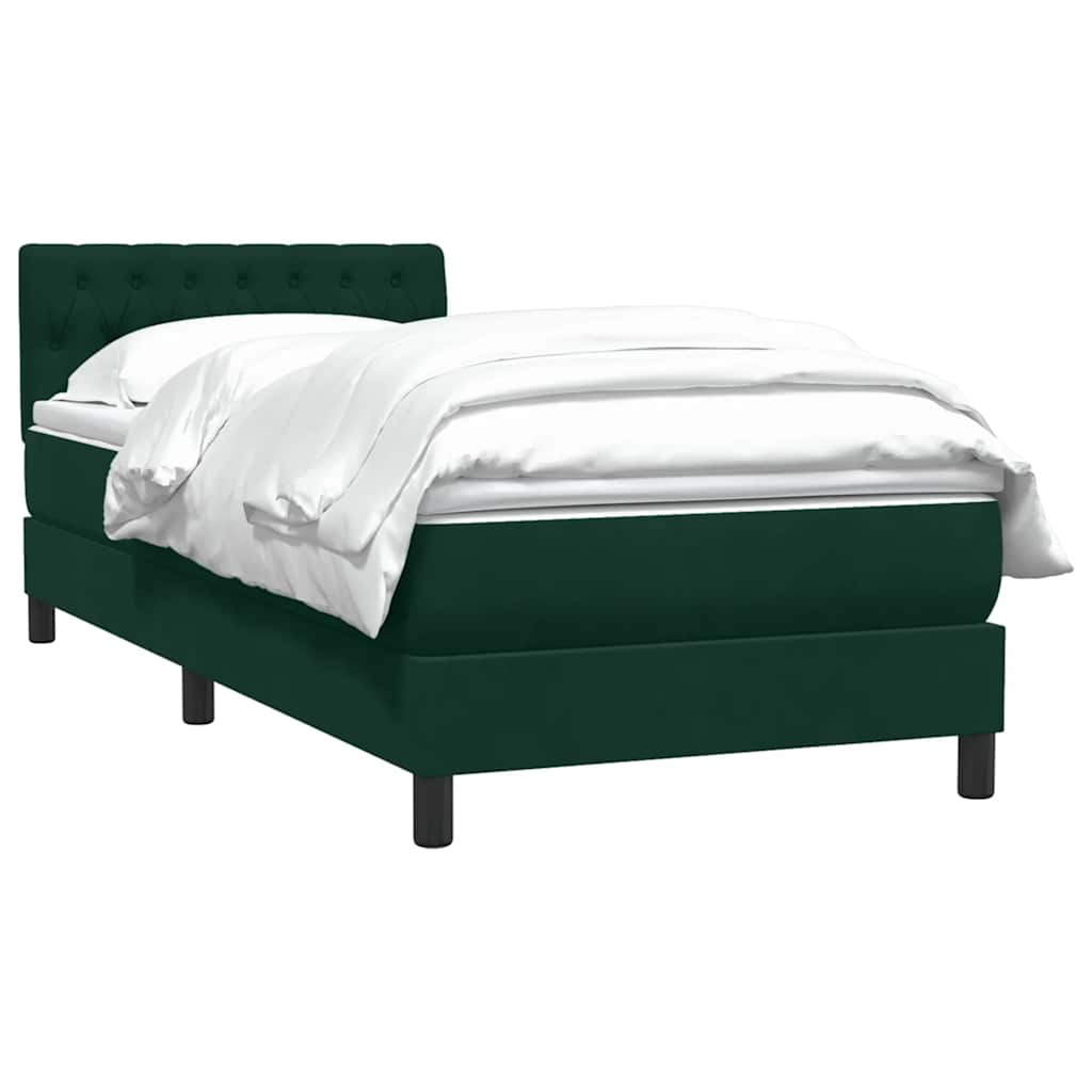 Box Spring κρεβάτι με στρώμα σκούρο πράσινο 100x220cm Βελούδινο - Pakobazaar