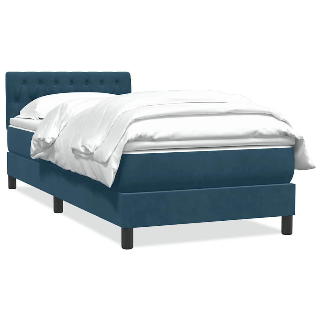 Box Spring κρεβάτι με στρώμα σκούρο μπλε 100x220 cm Βελούδινο - Pakobazaar