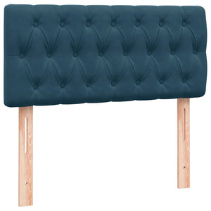 Box Spring κρεβάτι με στρώμα σκούρο μπλε 100x220 cm Βελούδινο - Pakobazaar