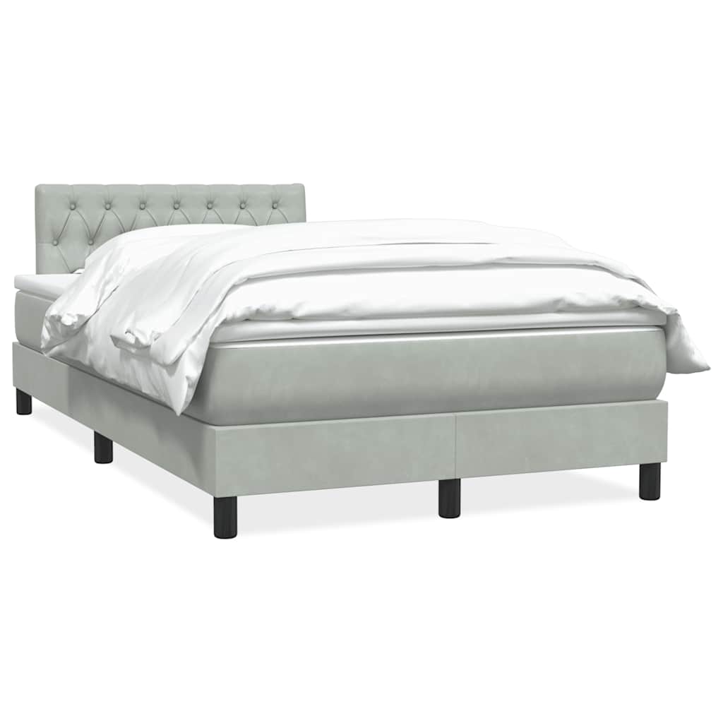 Κρεβάτι Boxspring με Στρώμα Ανοιχτό Γκρι 120x220 εκ. Βελούδινο - Pakobazaar
