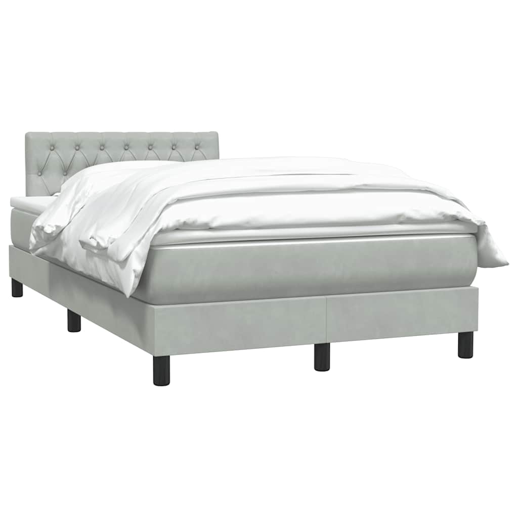 Κρεβάτι Boxspring με Στρώμα Ανοιχτό Γκρι 120x220 εκ. Βελούδινο - Pakobazaar