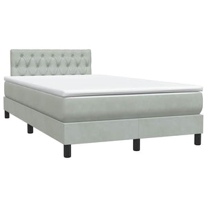 Κρεβάτι Boxspring με Στρώμα Ανοιχτό Γκρι 120x220 εκ. Βελούδινο - Pakobazaar