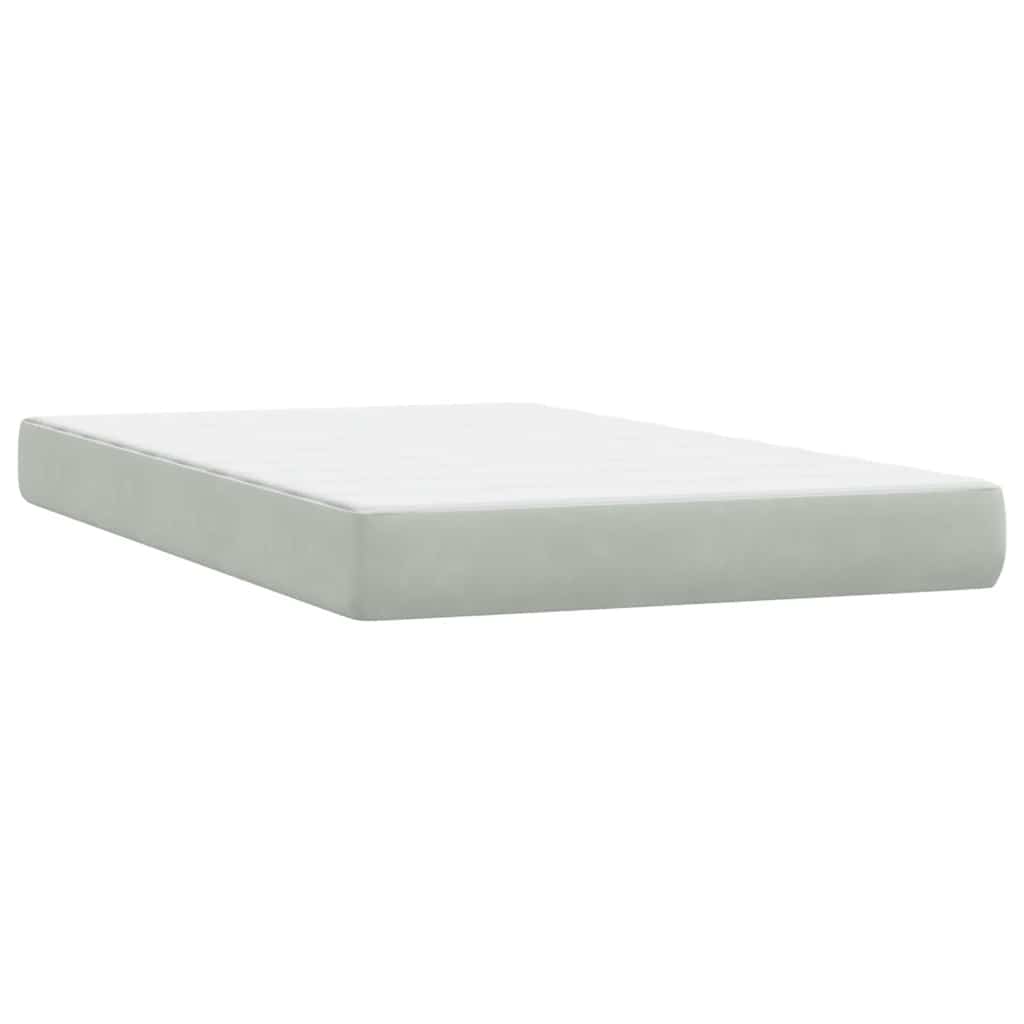 Κρεβάτι Boxspring με Στρώμα Ανοιχτό Γκρι 120x220 εκ. Βελούδινο - Pakobazaar