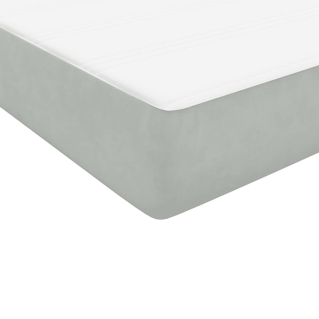Κρεβάτι Boxspring με Στρώμα Ανοιχτό Γκρι 120x220 εκ. Βελούδινο - Pakobazaar