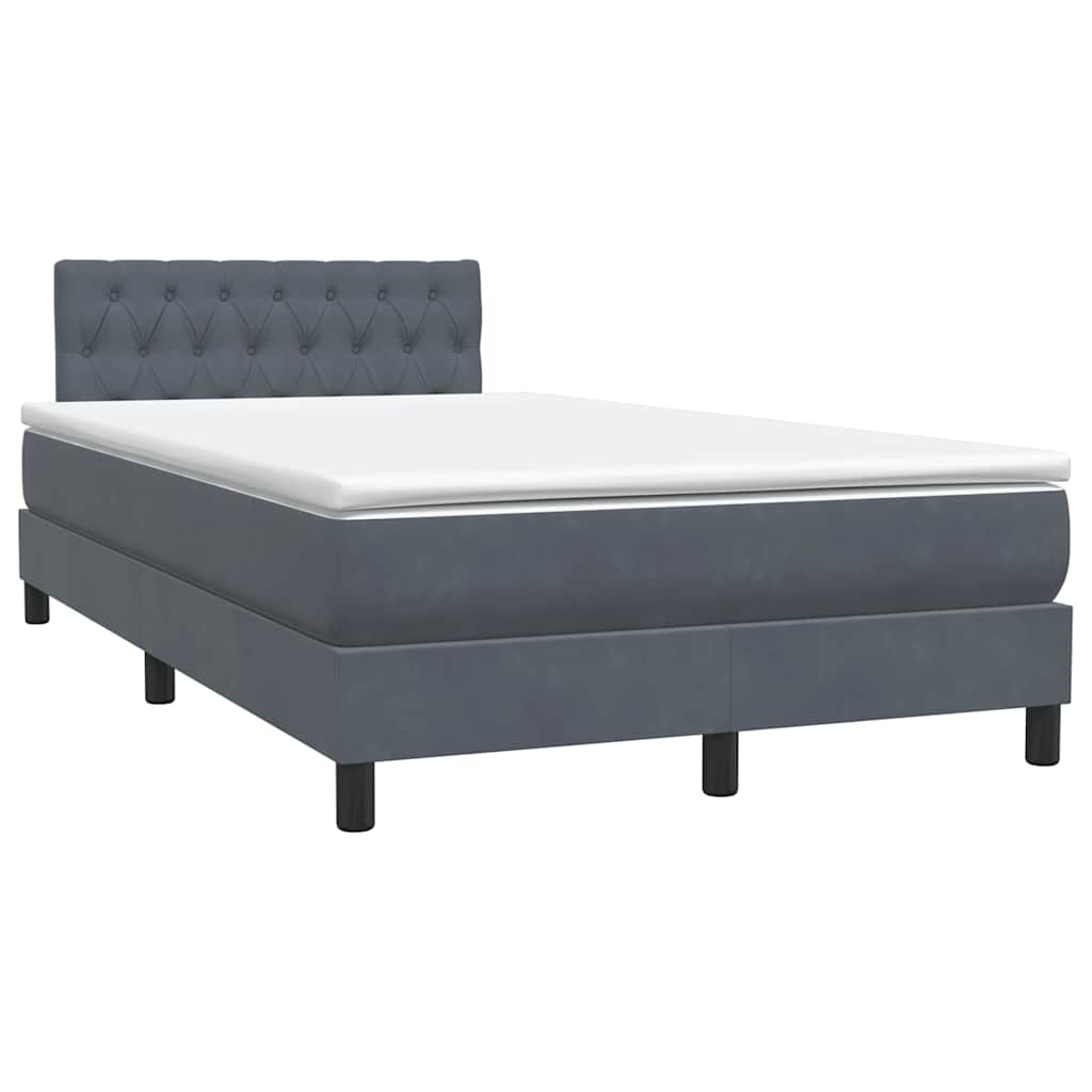 Box Spring Κρεβάτι με στρώμα Σκούρο γκρι 120x220 cm Βελούδινο