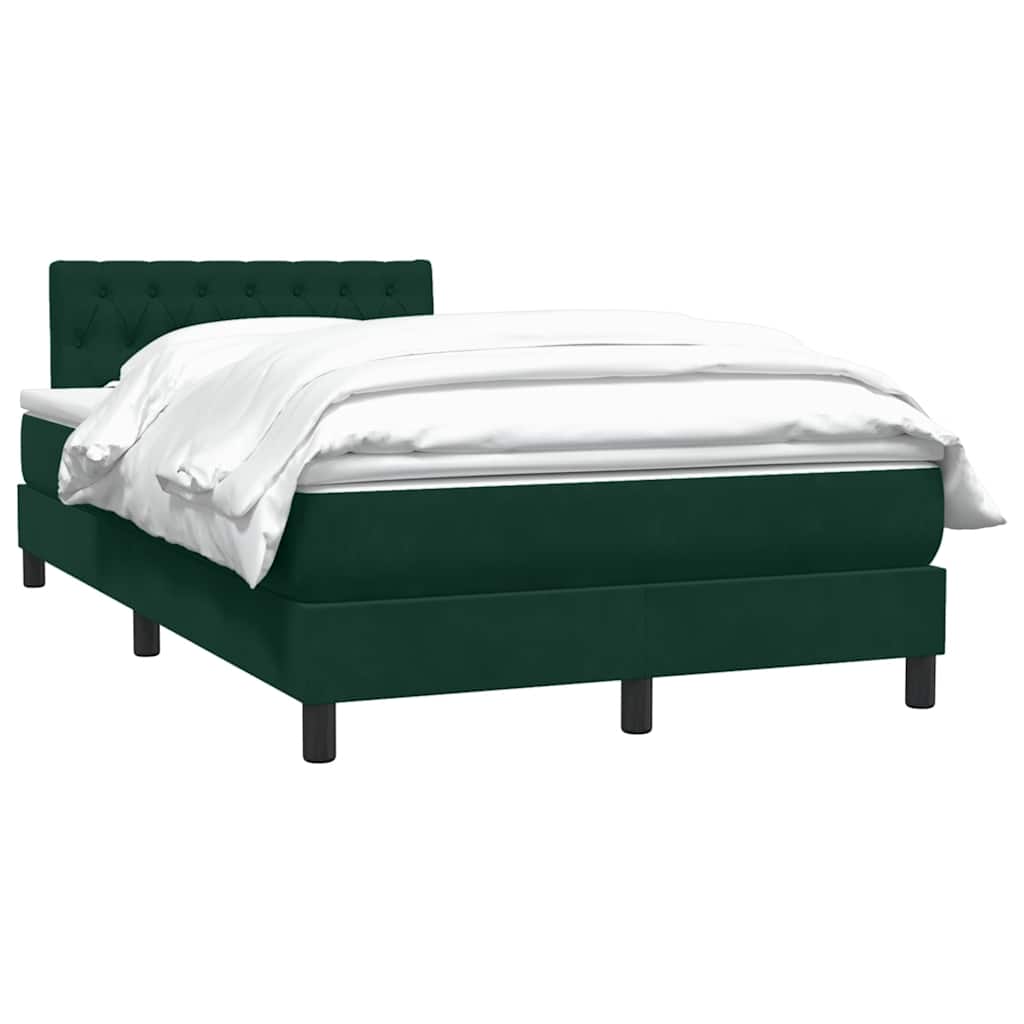Box Spring κρεβάτι με στρώμα σκούρο πράσινο 120x220cm Βελούδινο - Pakobazaar
