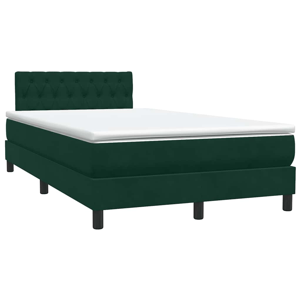 Box Spring κρεβάτι με στρώμα σκούρο πράσινο 120x220cm Βελούδινο - Pakobazaar