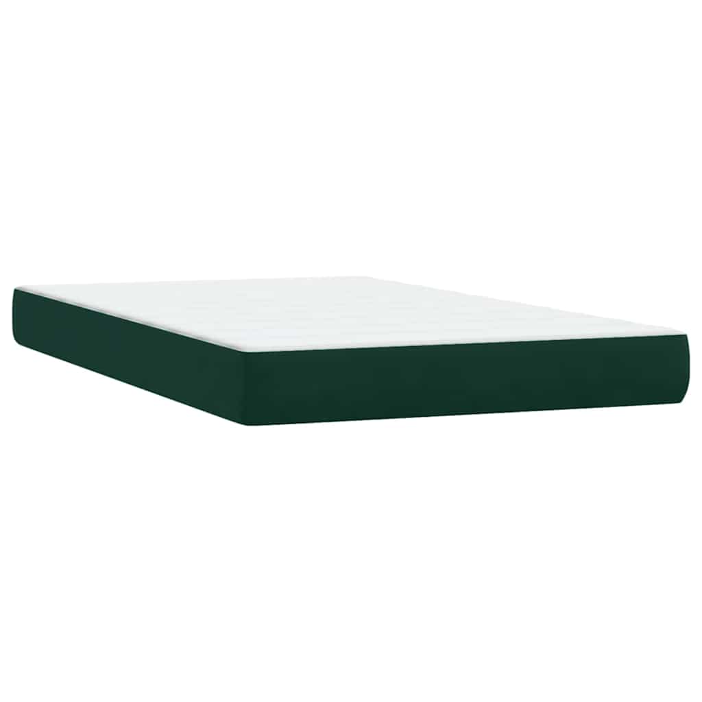 Box Spring κρεβάτι με στρώμα σκούρο πράσινο 120x220cm Βελούδινο - Pakobazaar
