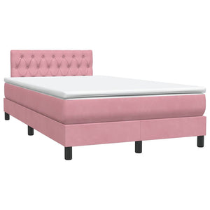 Box Spring κρεβάτι με στρώμα ροζ 120x220 cm Βελούδινο