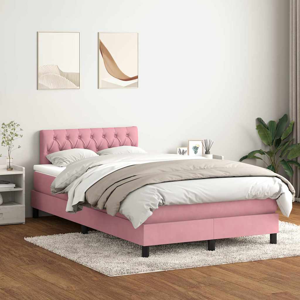 Box Spring κρεβάτι με στρώμα ροζ 120x220 cm Βελούδινο