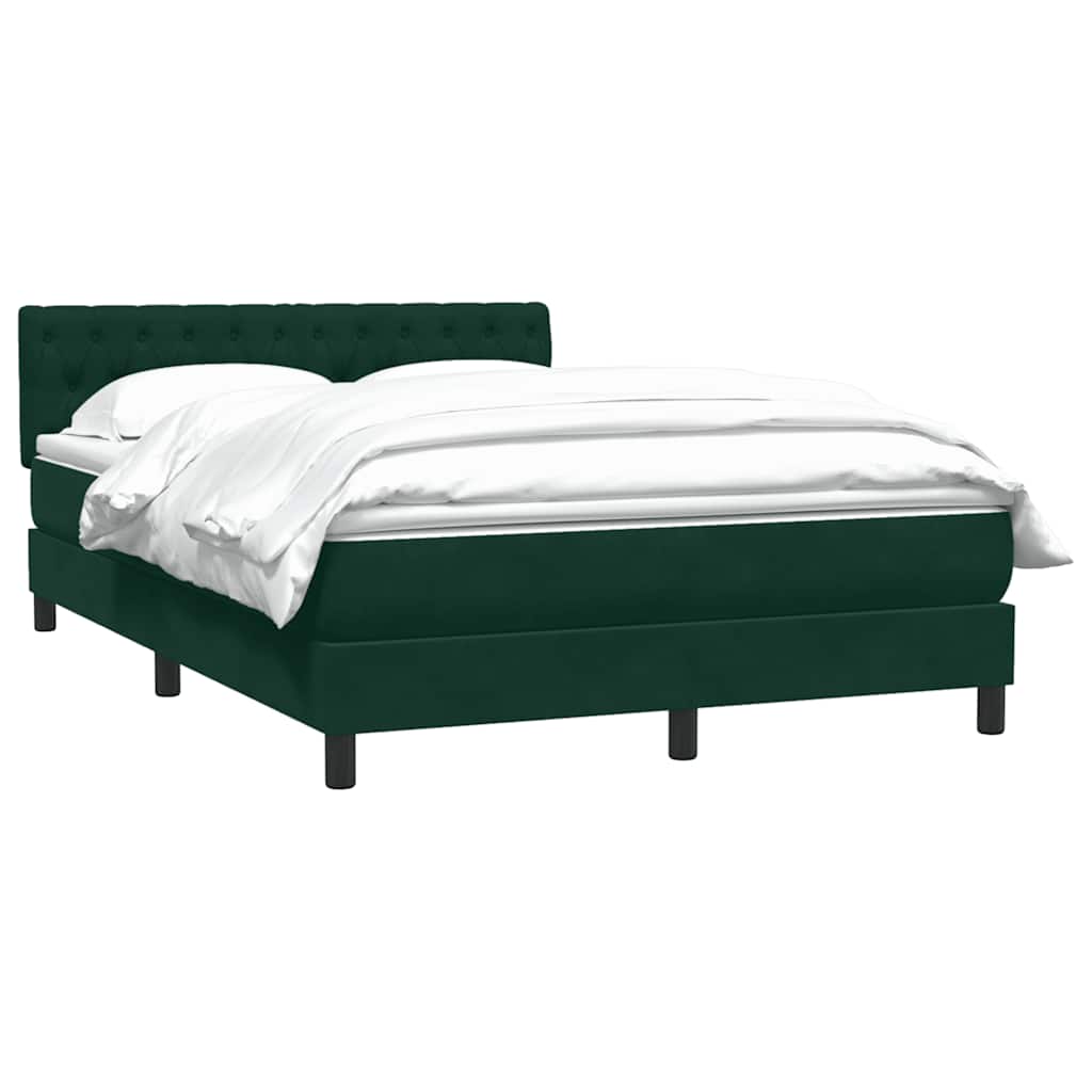 Box Spring Κρεβάτι με στρώμα Σκούρο πράσινο 140x220cm Βελούδινο