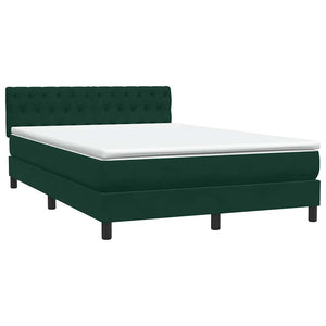 Box Spring Κρεβάτι με στρώμα Σκούρο πράσινο 140x220cm Βελούδινο