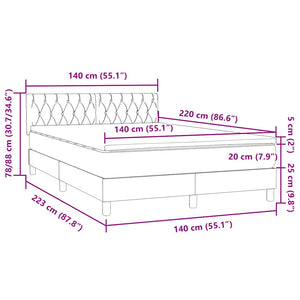 Box Spring κρεβάτι με στρώμα σκούρο μπλε 140x220 cm Βελούδινο