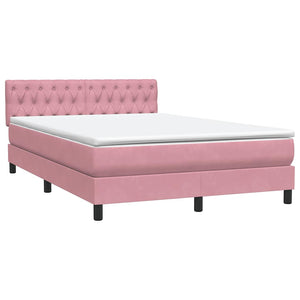 Box Spring κρεβάτι με στρώμα ροζ 140x220 cm Βελούδινο - Pakobazaar