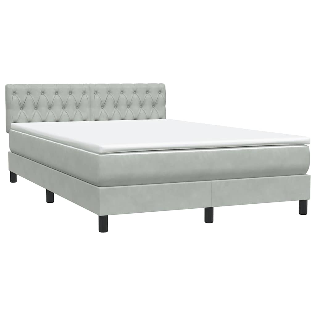 Κρεβάτι Boxspring με Στρώμα Ανοιχτό Γκρι 160x220 εκ. Βελούδινο