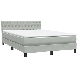 Κρεβάτι Boxspring με Στρώμα Ανοιχτό Γκρι 160x220 εκ. Βελούδινο