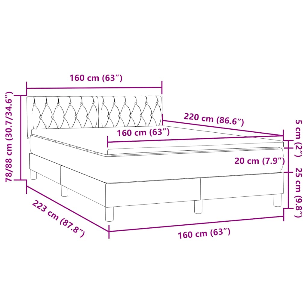 Box Spring κρεβάτι με στρώμα σκούρο πράσινο 160x220cm Βελούδινο - Pakobazaar