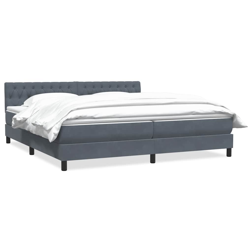 Box Spring Κρεβάτι με στρώμα Σκούρο γκρι 180x220 εκ. Βελούδινο