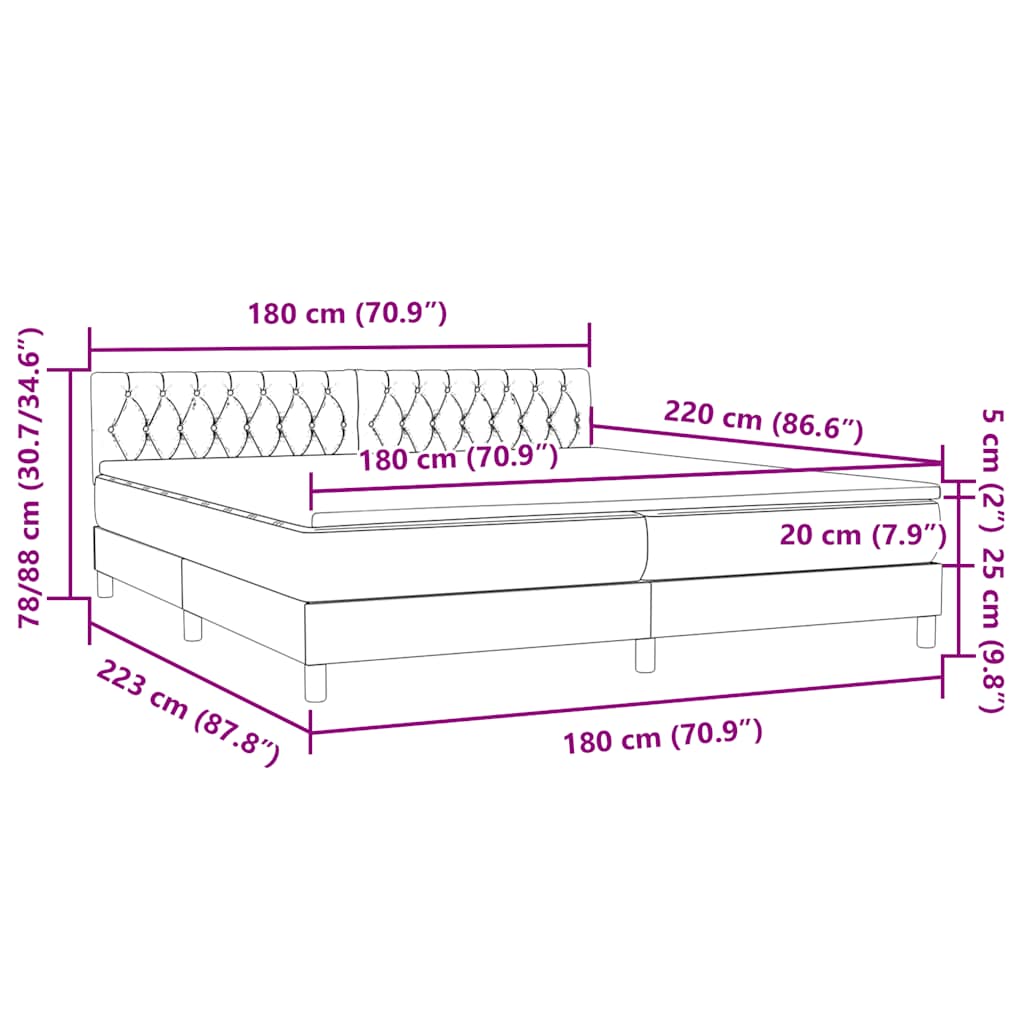 Box Spring κρεβάτι με στρώμα σκούρο πράσινο 180x220cm Βελούδινο - Pakobazaar