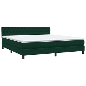 Box Spring κρεβάτι με στρώμα σκούρο πράσινο 180x220cm Βελούδινο - Pakobazaar