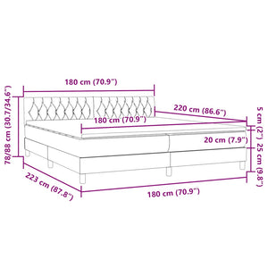 Box Spring κρεβάτι με στρώμα σκούρο μπλε 180x220 cm Βελούδινο - Pakobazaar