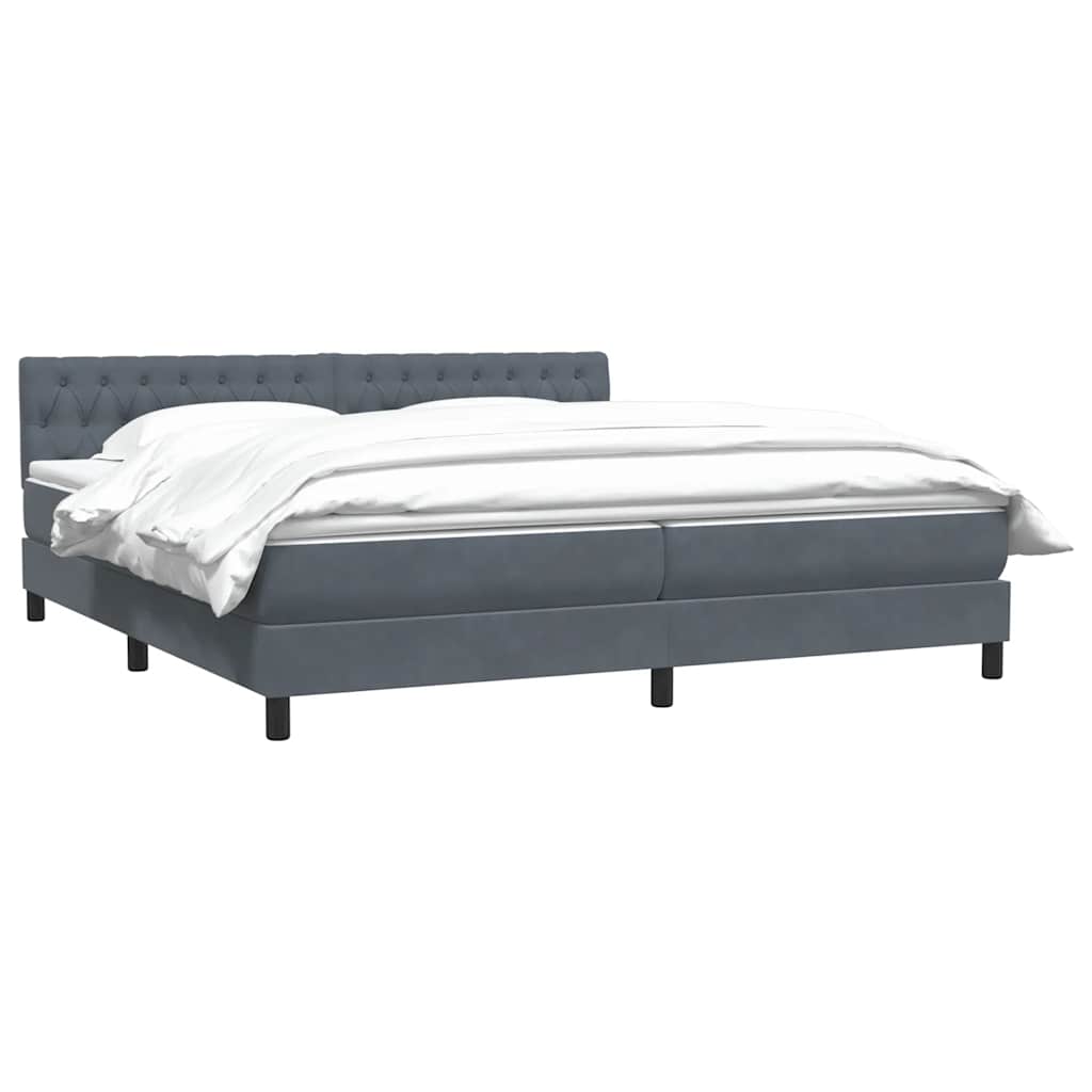 Box Spring Κρεβάτι με στρώμα Σκούρο γκρι 200x220 cm Βελούδινο - Pakobazaar