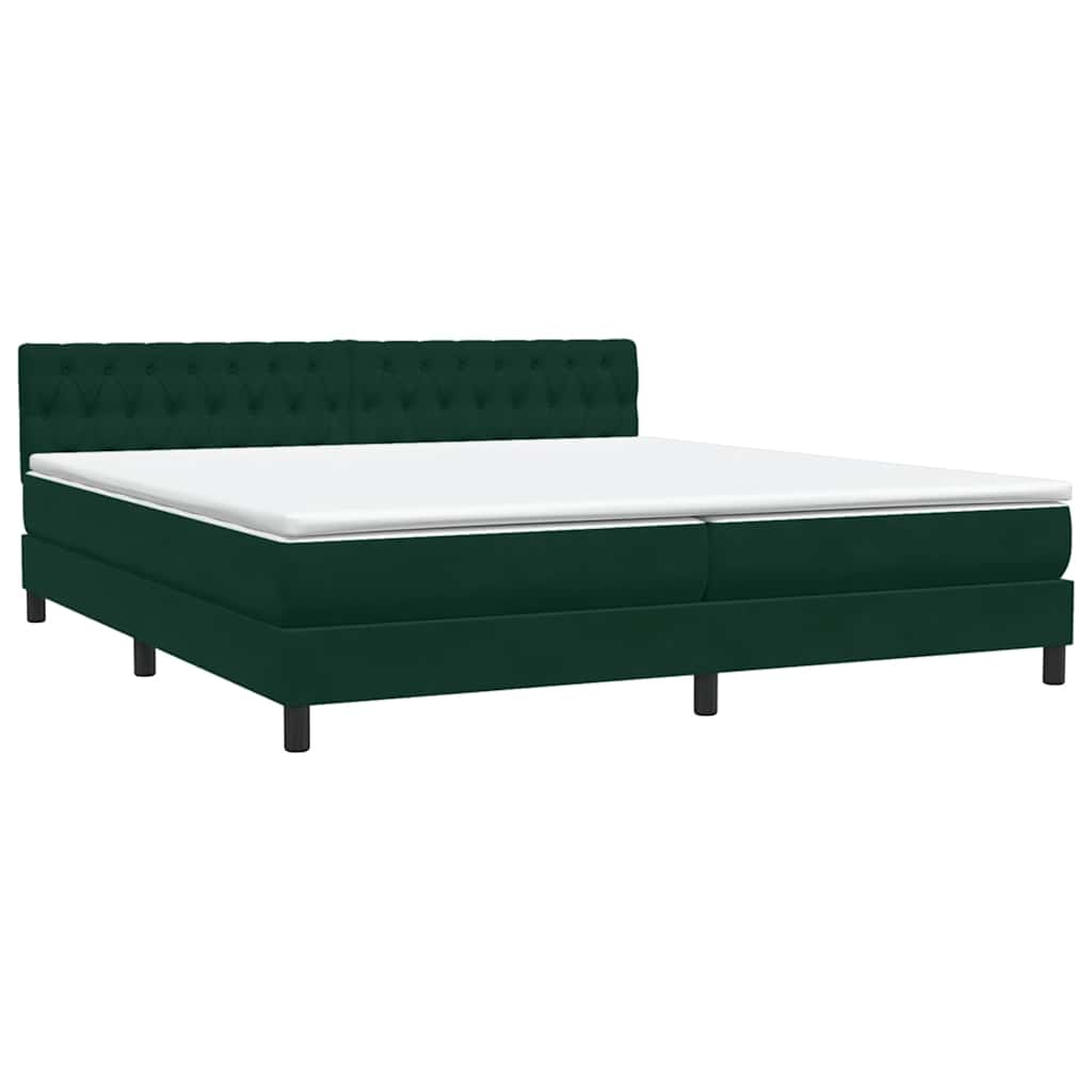 Box Spring Κρεβάτι με στρώμα Σκούρο πράσινο 200x220cm Βελούδινο - Pakobazaar