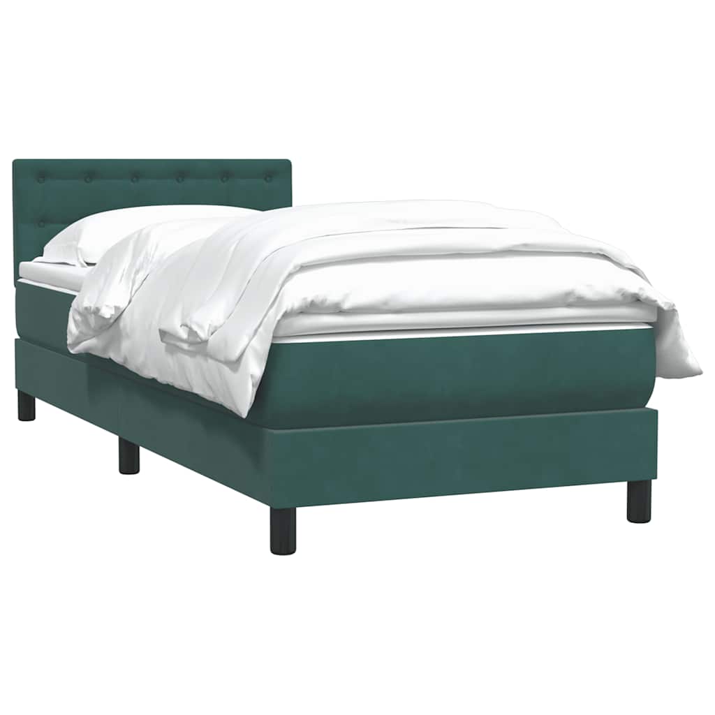 Box Spring Κρεβάτι με στρώμα Σκούρο πράσινο 80x210 cm Velvet - Pakobazaar