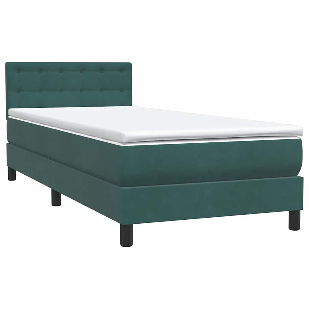 Box Spring Κρεβάτι με στρώμα Σκούρο πράσινο 80x210 cm Velvet - Pakobazaar