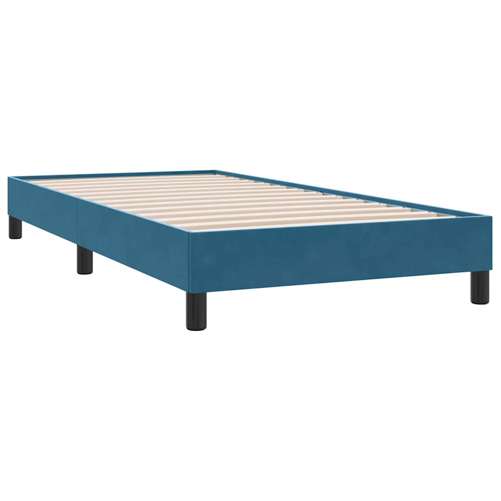 Box Spring κρεβάτι με στρώμα σκούρο μπλε 80x210 εκ. Βελούδινο