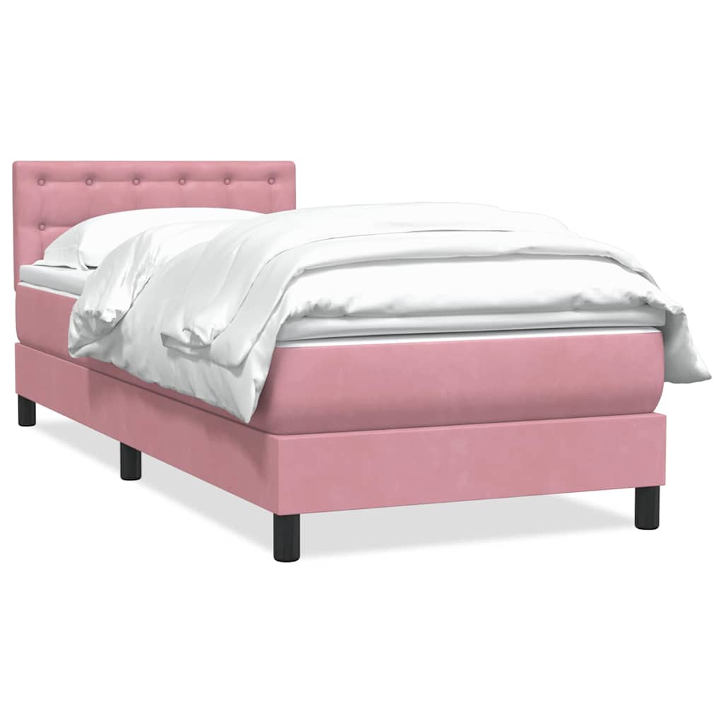Box Spring κρεβάτι με στρώμα ροζ 80x210 εκ. Βελούδινο - Pakobazaar