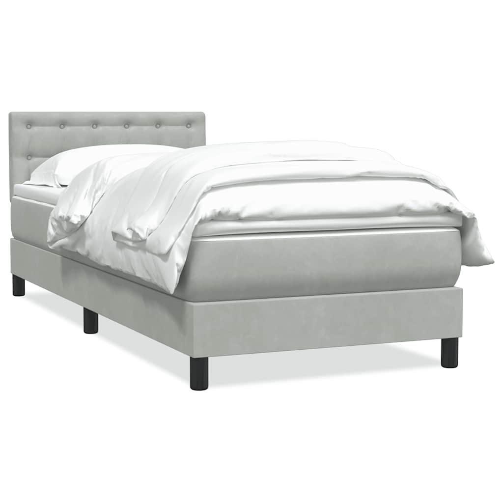 Box Spring κρεβάτι με στρώμα ανοιχτό γκρι 90x210 cm Βελούδινο