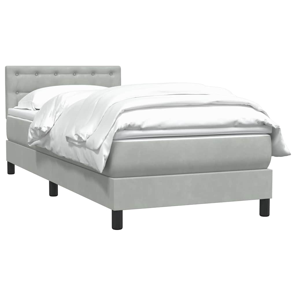 Box Spring κρεβάτι με στρώμα ανοιχτό γκρι 90x210 cm Βελούδινο