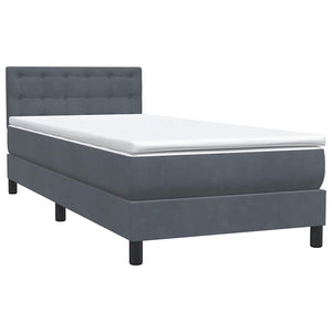Κρεβάτι Boxspring με Στρώμα Σκούρο Γκρι 90x210 εκ. Βελούδινο