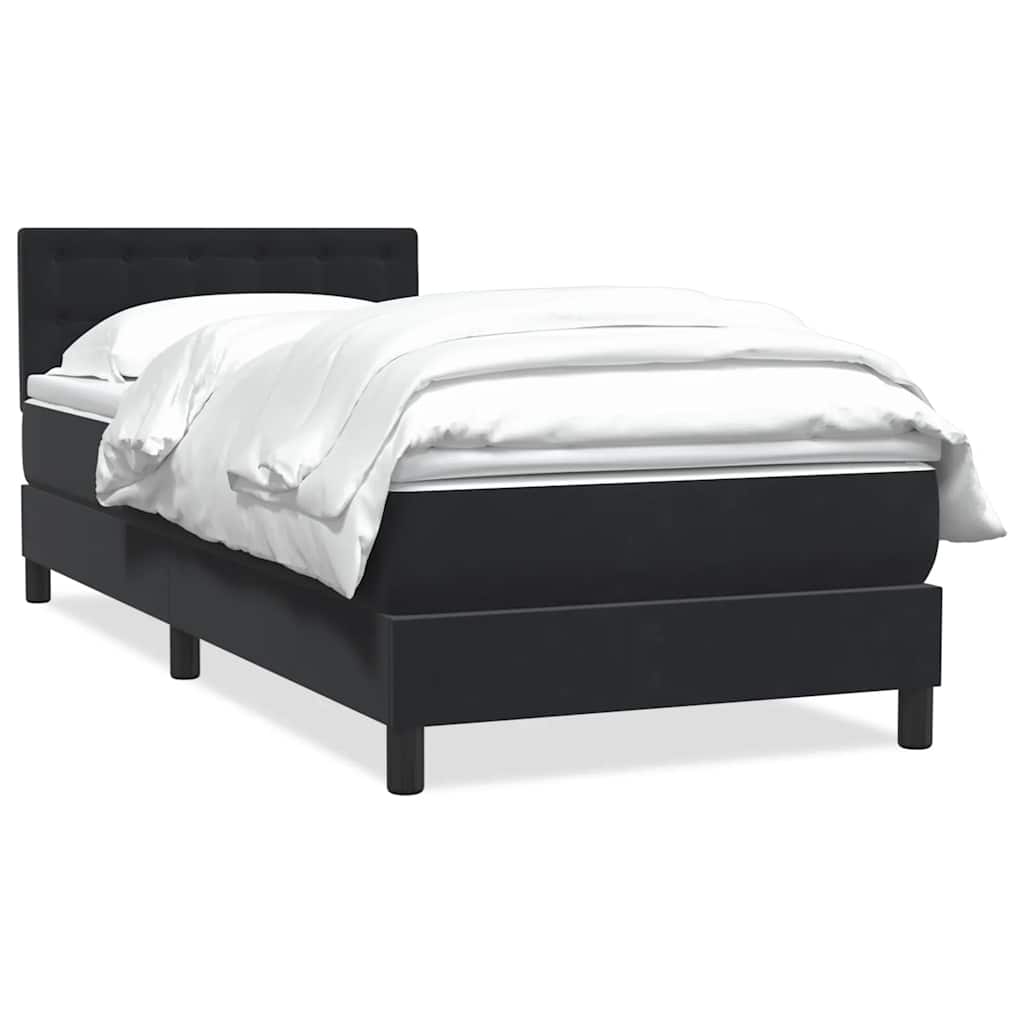 Κρεβάτι Boxspring με Στρώμα Μαύρο 90x210 εκ. Βελούδινο - Pakobazaar