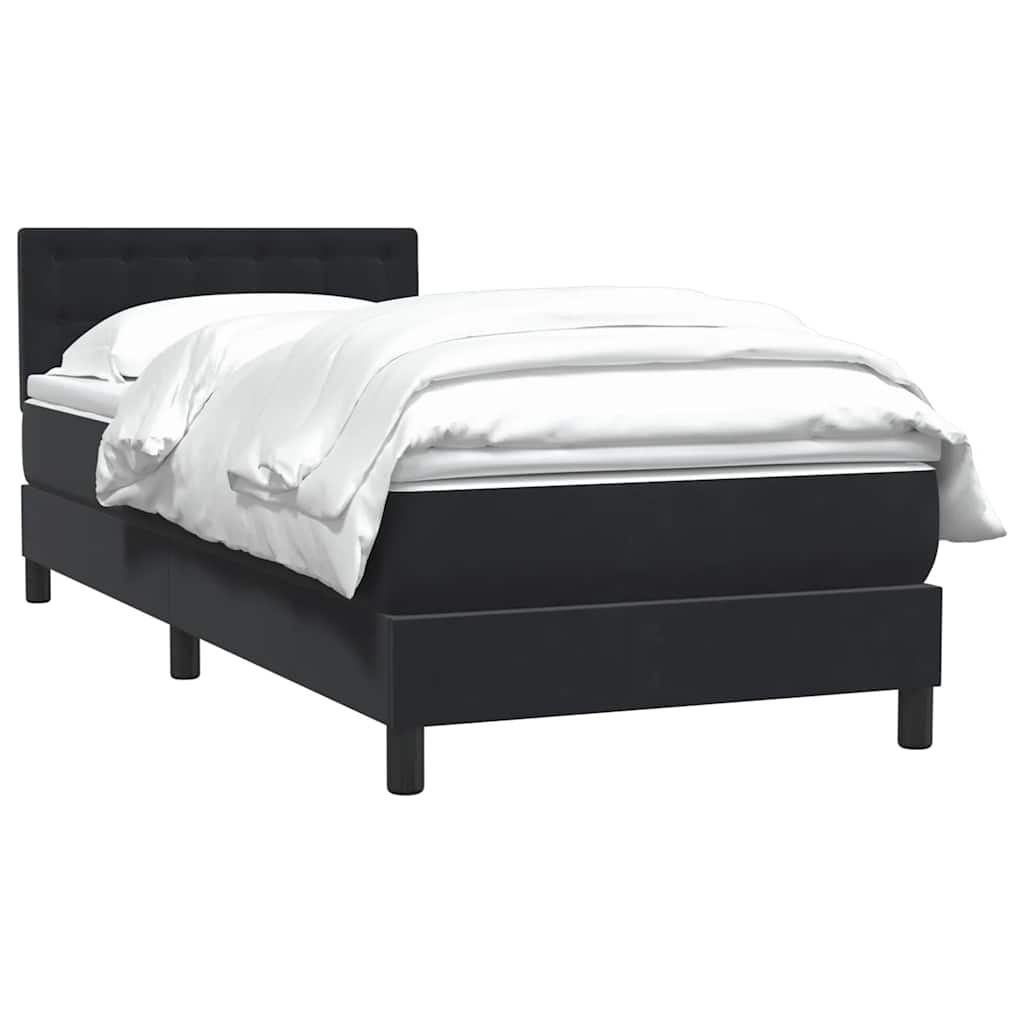 Κρεβάτι Boxspring με Στρώμα Μαύρο 90x210 εκ. Βελούδινο - Pakobazaar