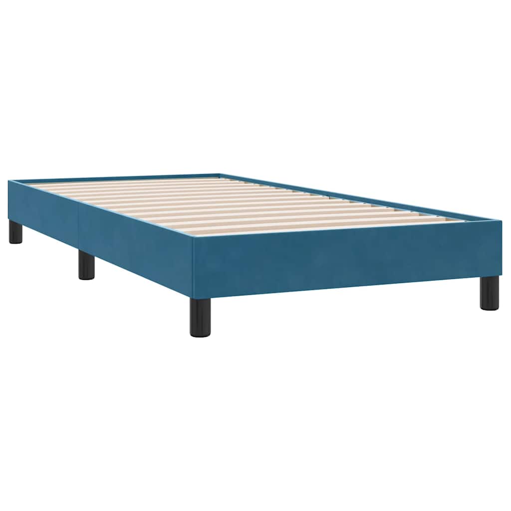 Box Spring κρεβάτι με στρώμα σκούρο μπλε 90x210 εκ. Βελούδινο