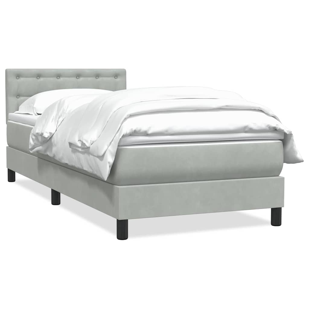Κρεβάτι Boxspring με Στρώμα Ανοιχτό Γκρι 100x210 εκ. Βελούδινο - Pakobazaar