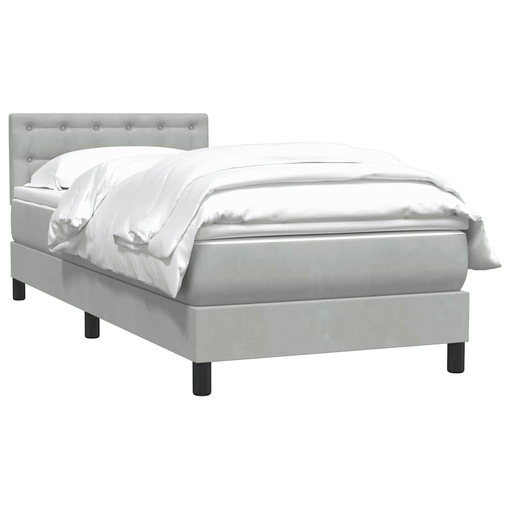 Κρεβάτι Boxspring με Στρώμα Ανοιχτό Γκρι 100x210 εκ. Βελούδινο - Pakobazaar
