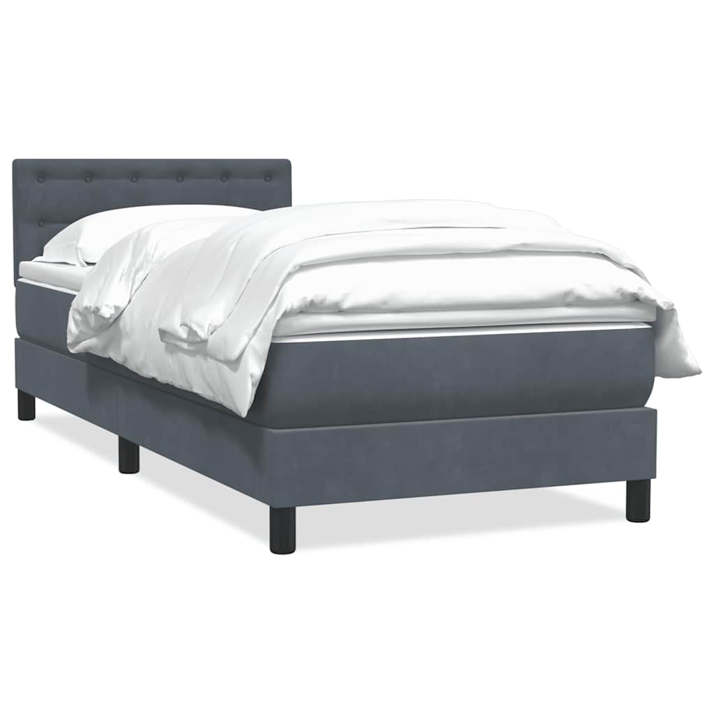Κρεβάτι Boxspring με Στρώμα Σκούρο Γκρι 100x210 εκ. Βελούδινο - Pakobazaar