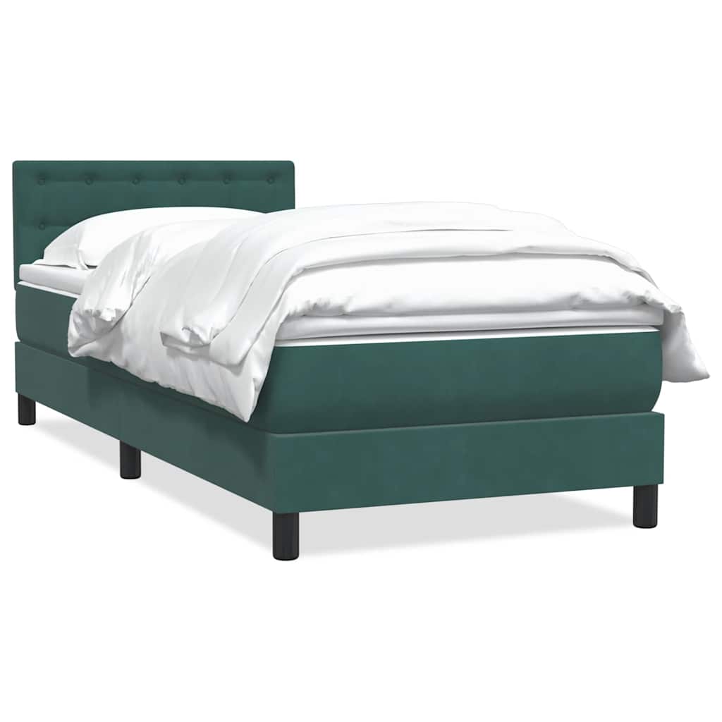 Κρεβάτι Boxspring με Στρώμα Σκούρο Πράσινο 100x210εκ. Βελούδινο