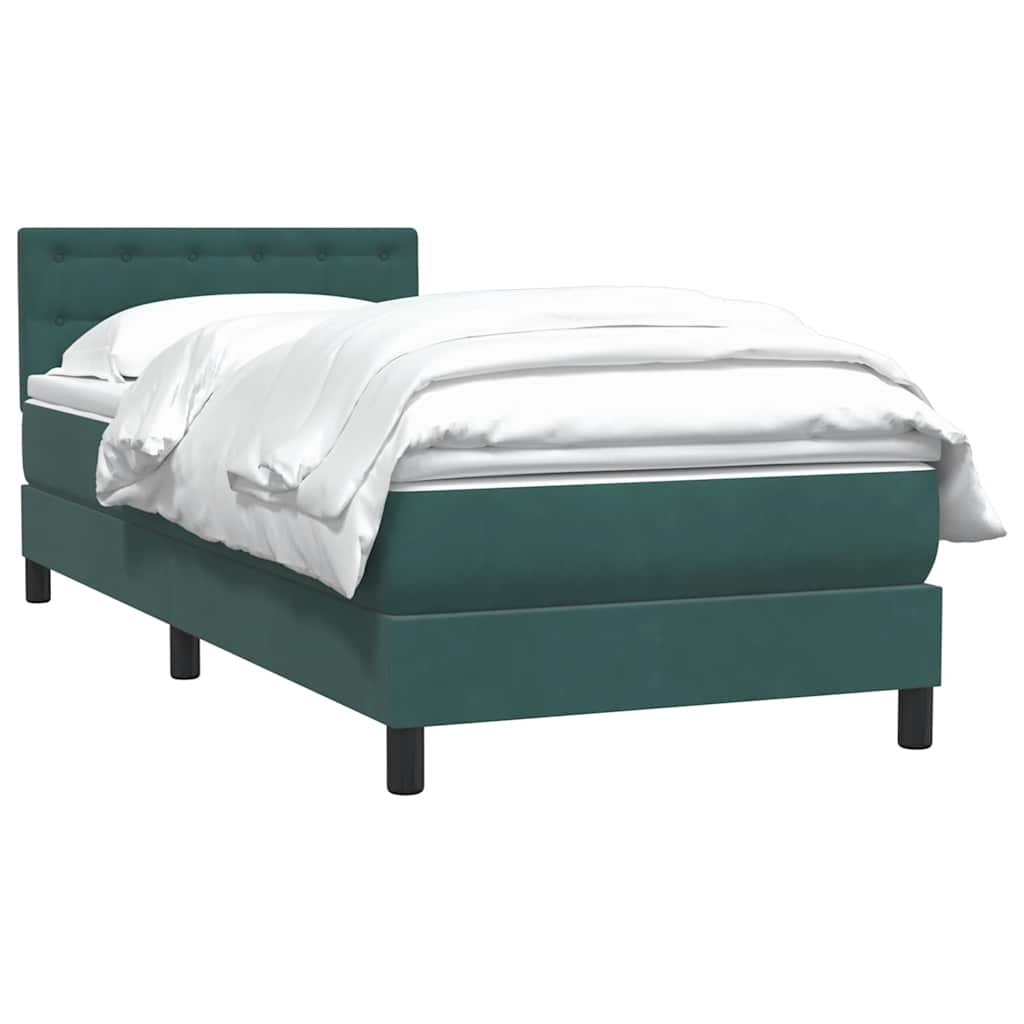 Κρεβάτι Boxspring με Στρώμα Σκούρο Πράσινο 100x210εκ. Βελούδινο