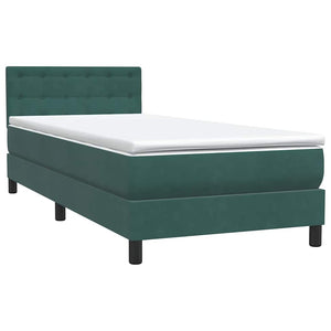 Κρεβάτι Boxspring με Στρώμα Σκούρο Πράσινο 100x210εκ. Βελούδινο
