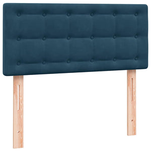 Κρεβάτι Boxspring με Στρώμα Σκούρο Μπλε 100x210 εκ. Βελούδινο - Pakobazaar