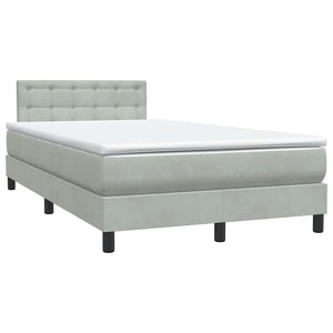 Κρεβάτι Boxspring με Στρώμα Ανοιχτό Γκρι 120x210 εκ. Βελούδινο - Pakobazaar